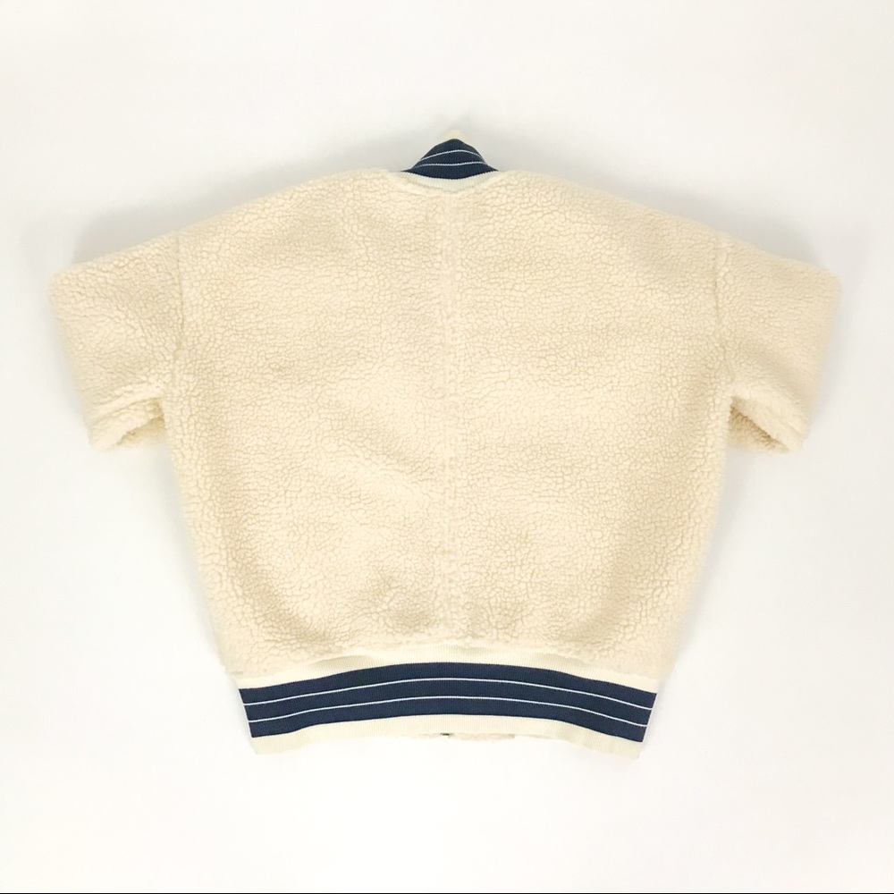 Madewell Sherpa Varsity Bomber Jacket in Ivory | Size XS - Picture 7 of 9